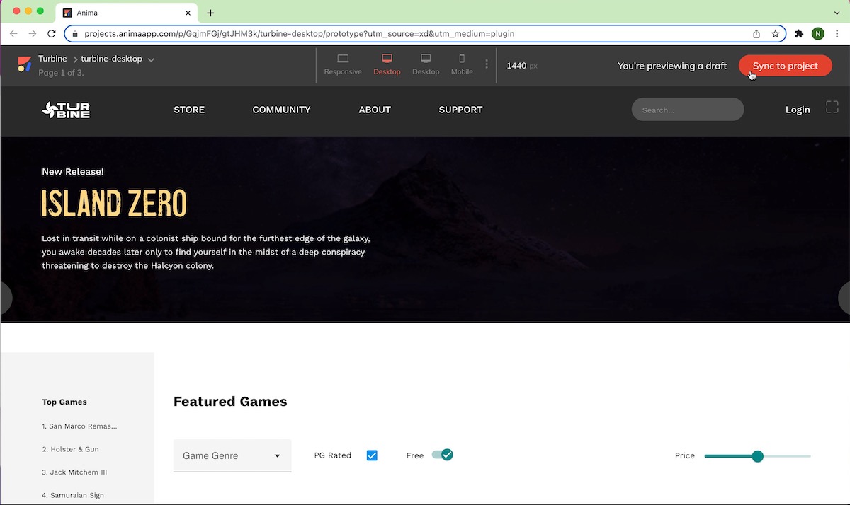 Syncing an Adobe XD design to an Anima project